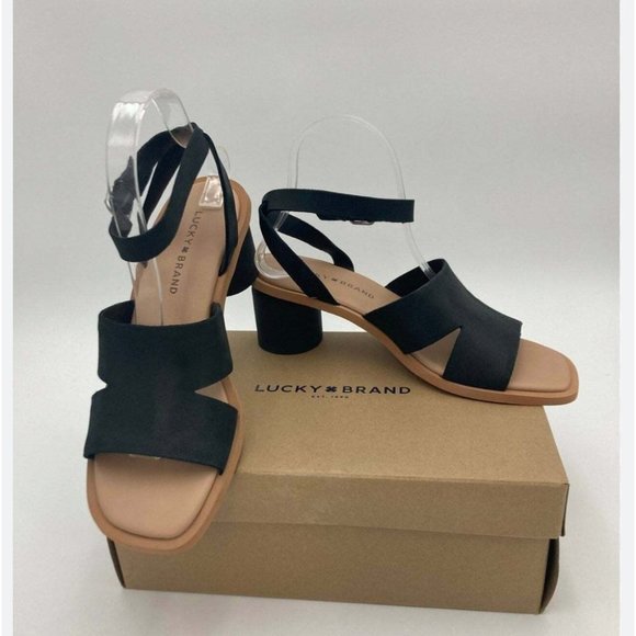 Lucky Brand Shoes - Lucky Brand Women’s Pemal Black Leather Heeled Sandal